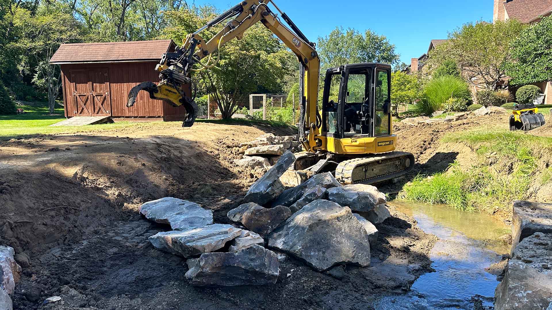 Boulder installation along a stream