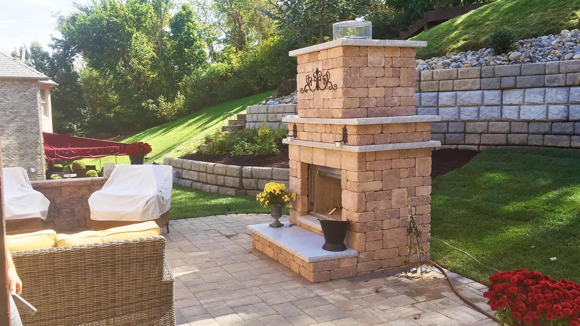 Patio firepit built by Q&A Landscaping