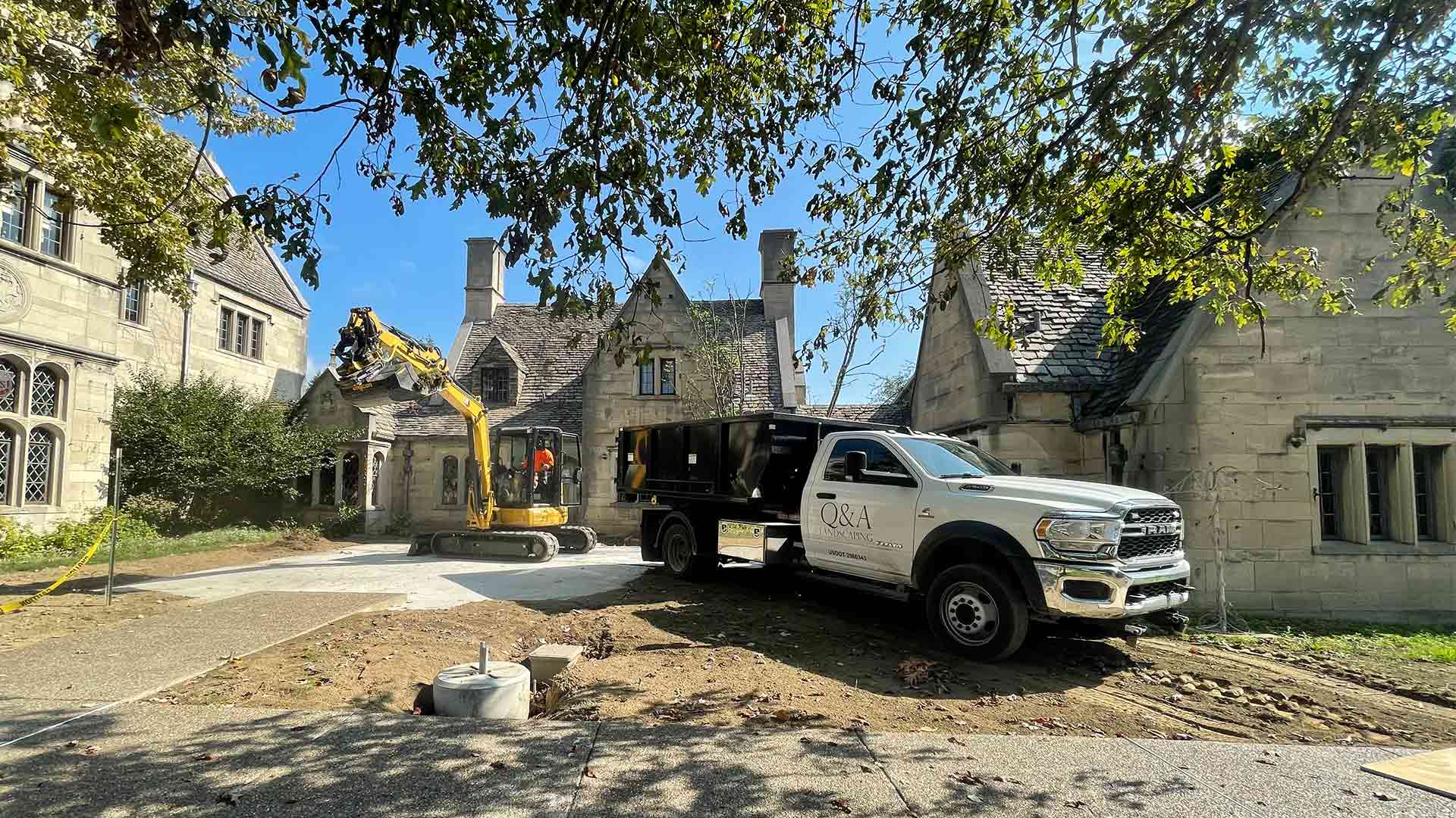 Mansion with a truck in front of it!