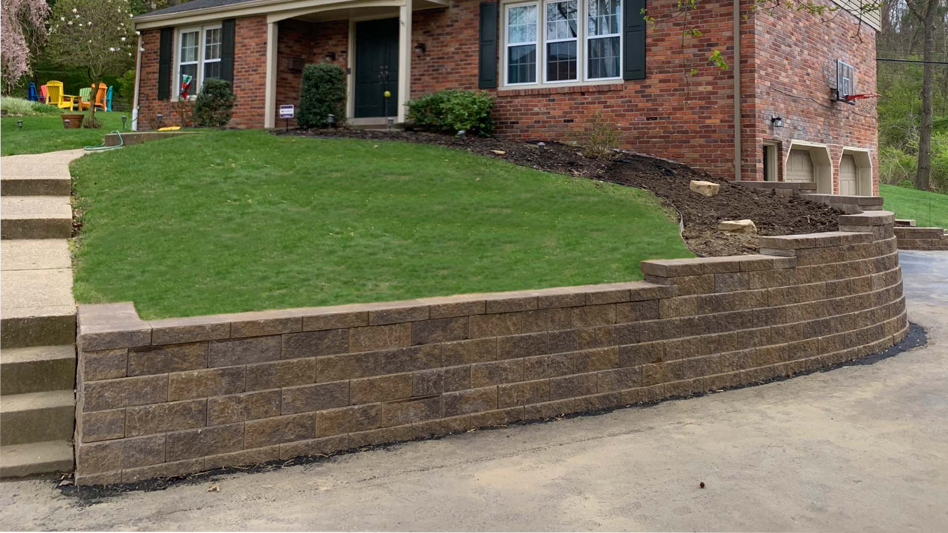 A retaining wall project in Pittsburgh