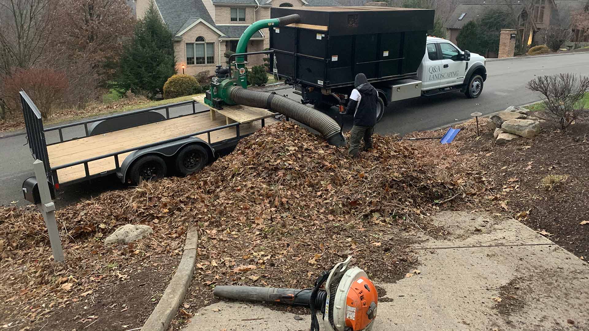 Leaves about to get swept up