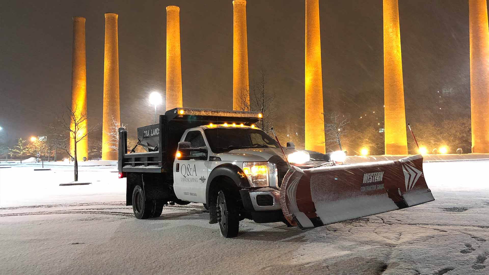 Snow plow at the waterfront