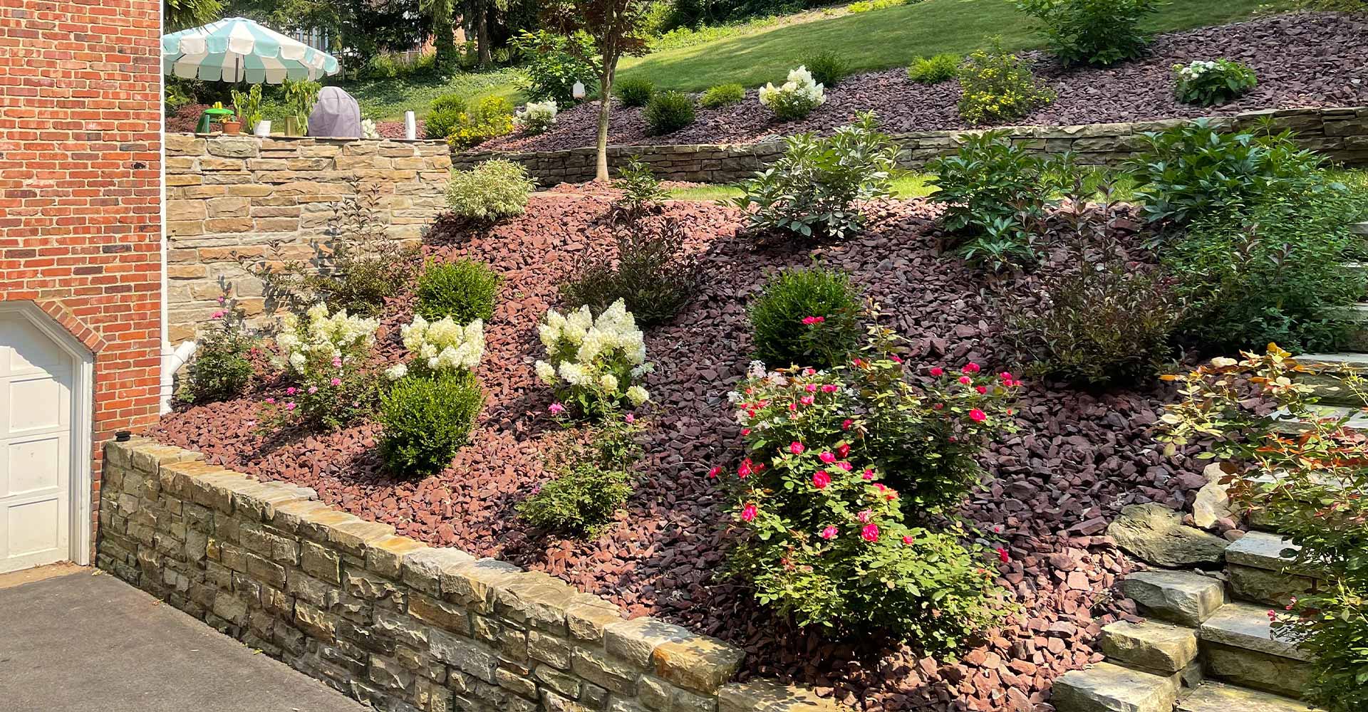 Plants above a nice retaining wall
