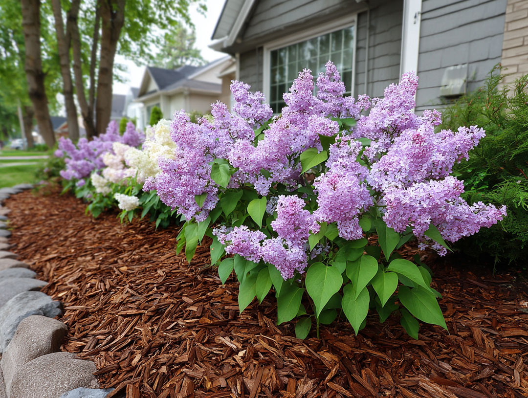 Fragrant purple lilac blooms