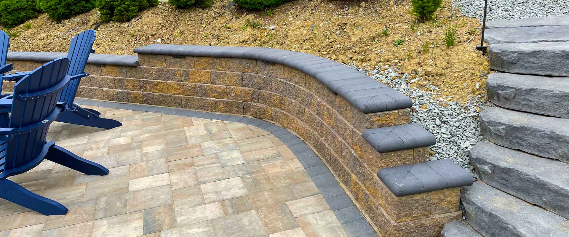 Block retaining wall installation