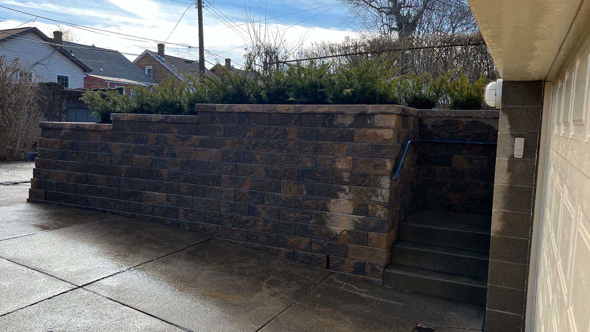 Retaining wall after winter weather