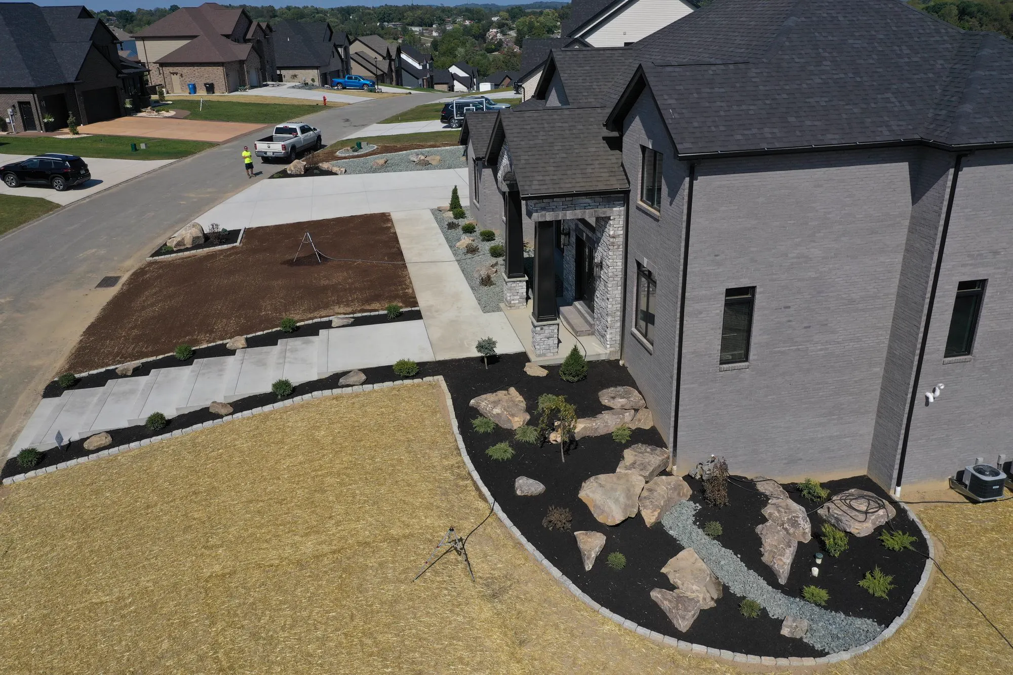Aerial view of new construction landscape in North Huntingdon