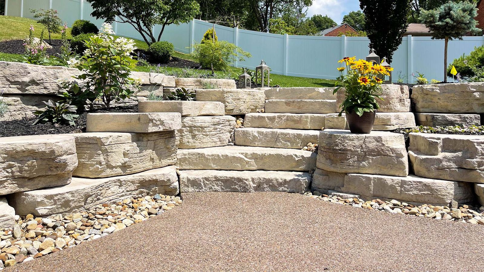 Outcropping wall boulder steps in Bethel Park