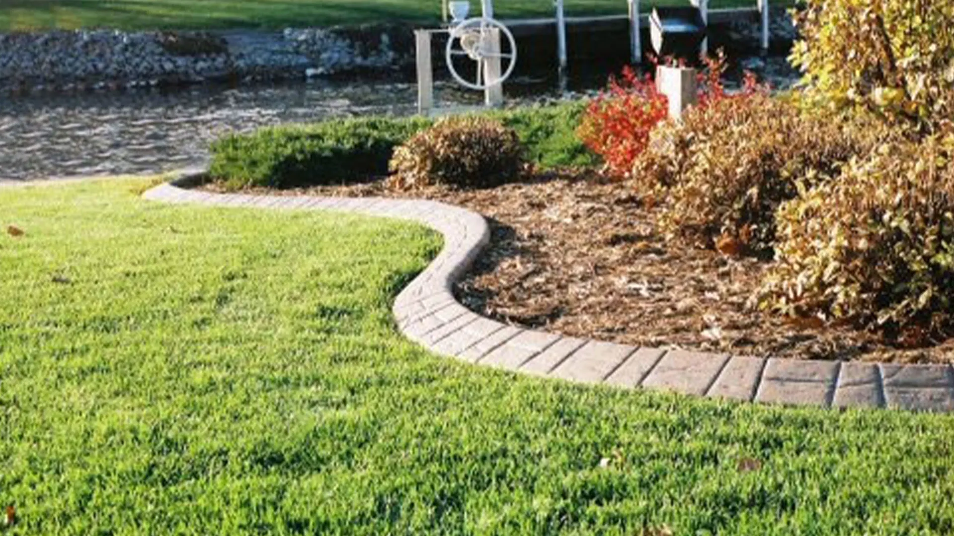 Soldier course concrete edging style with brick pattern